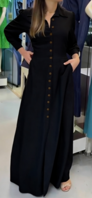 Jednorzędowa dopasowana spódnica maxi z jeansu z klapami