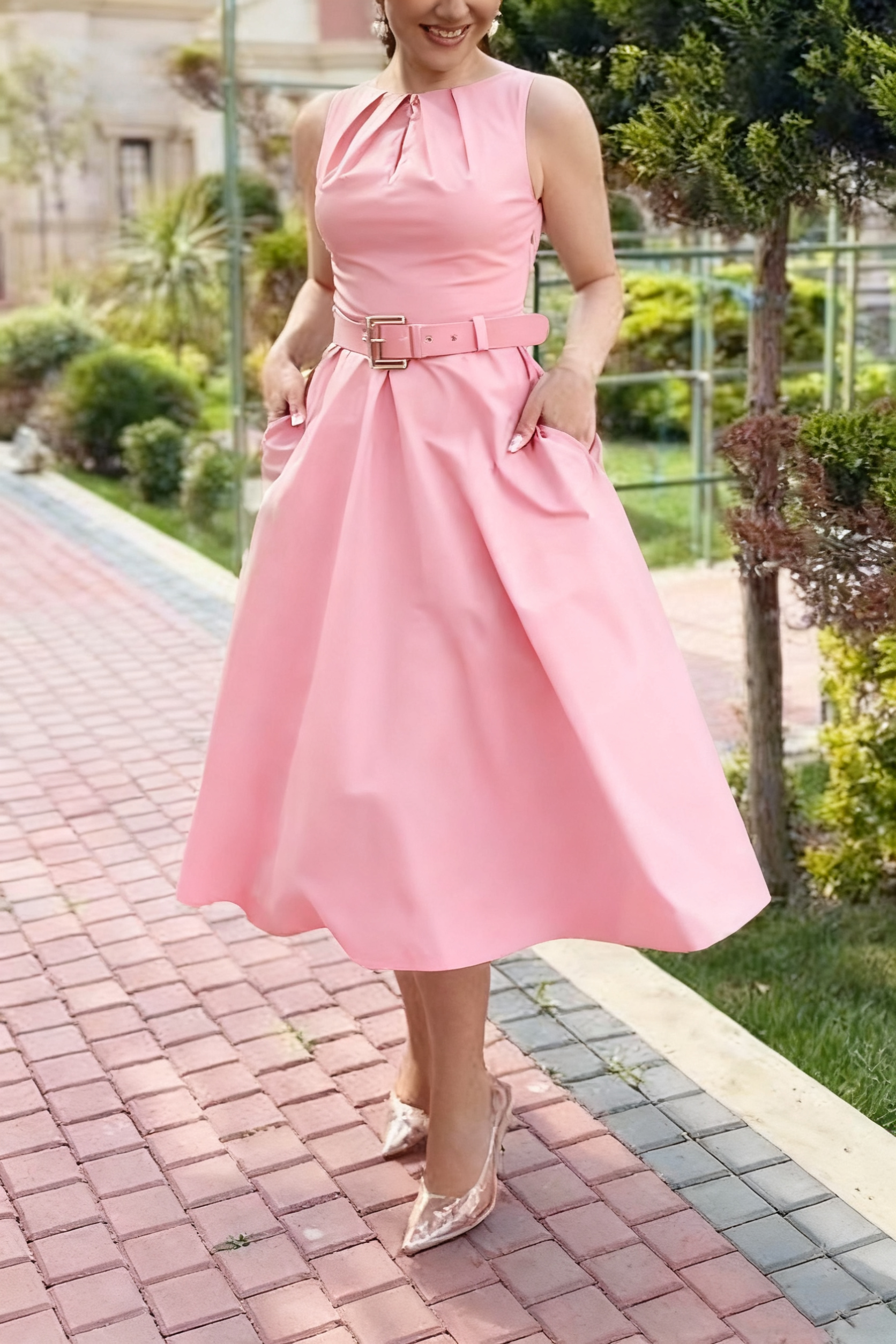 Super rabat -69%‼️‼️Suknia letnia bez rękawów z pasem