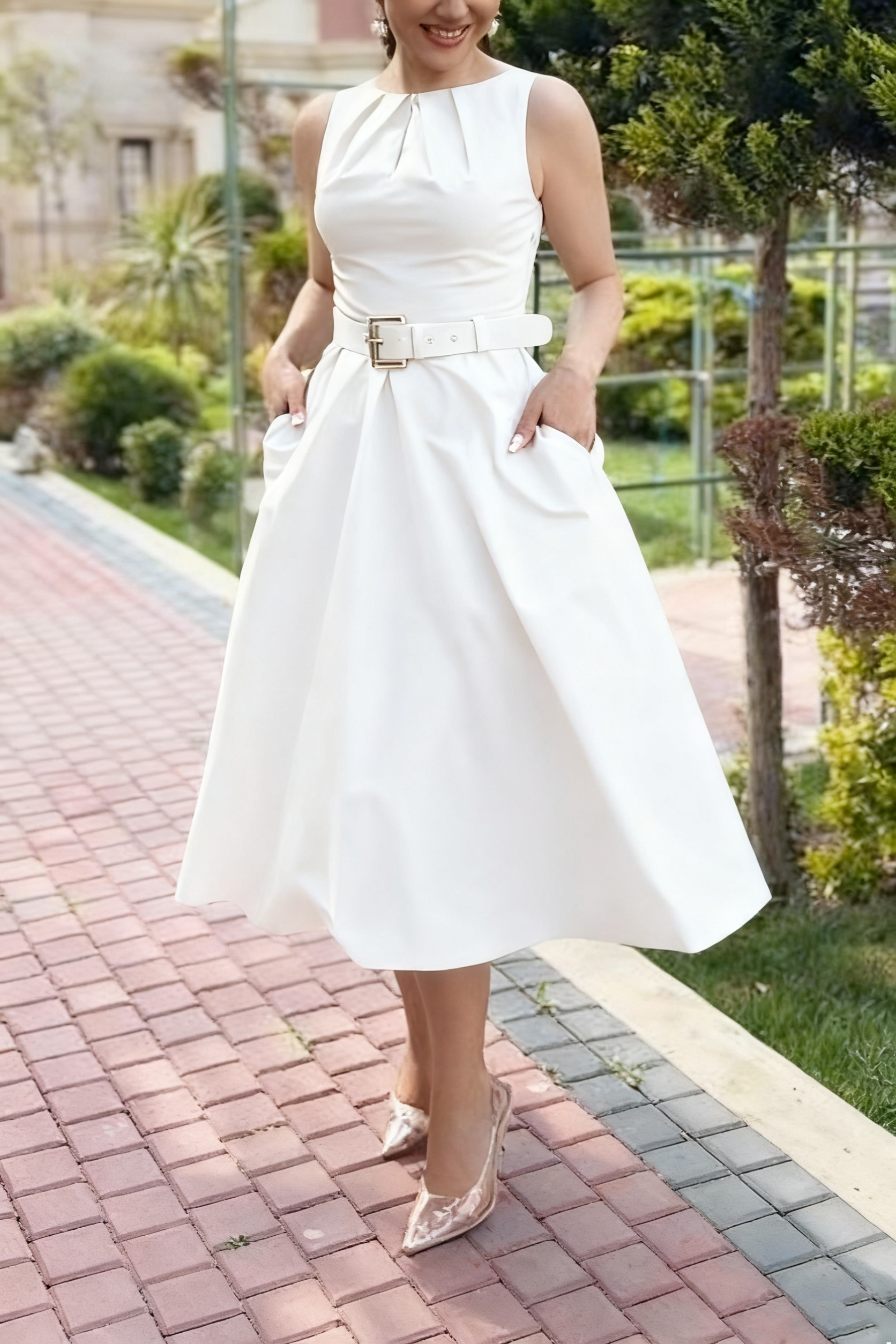 Super rabat -69%‼️‼️Suknia letnia bez rękawów z pasem