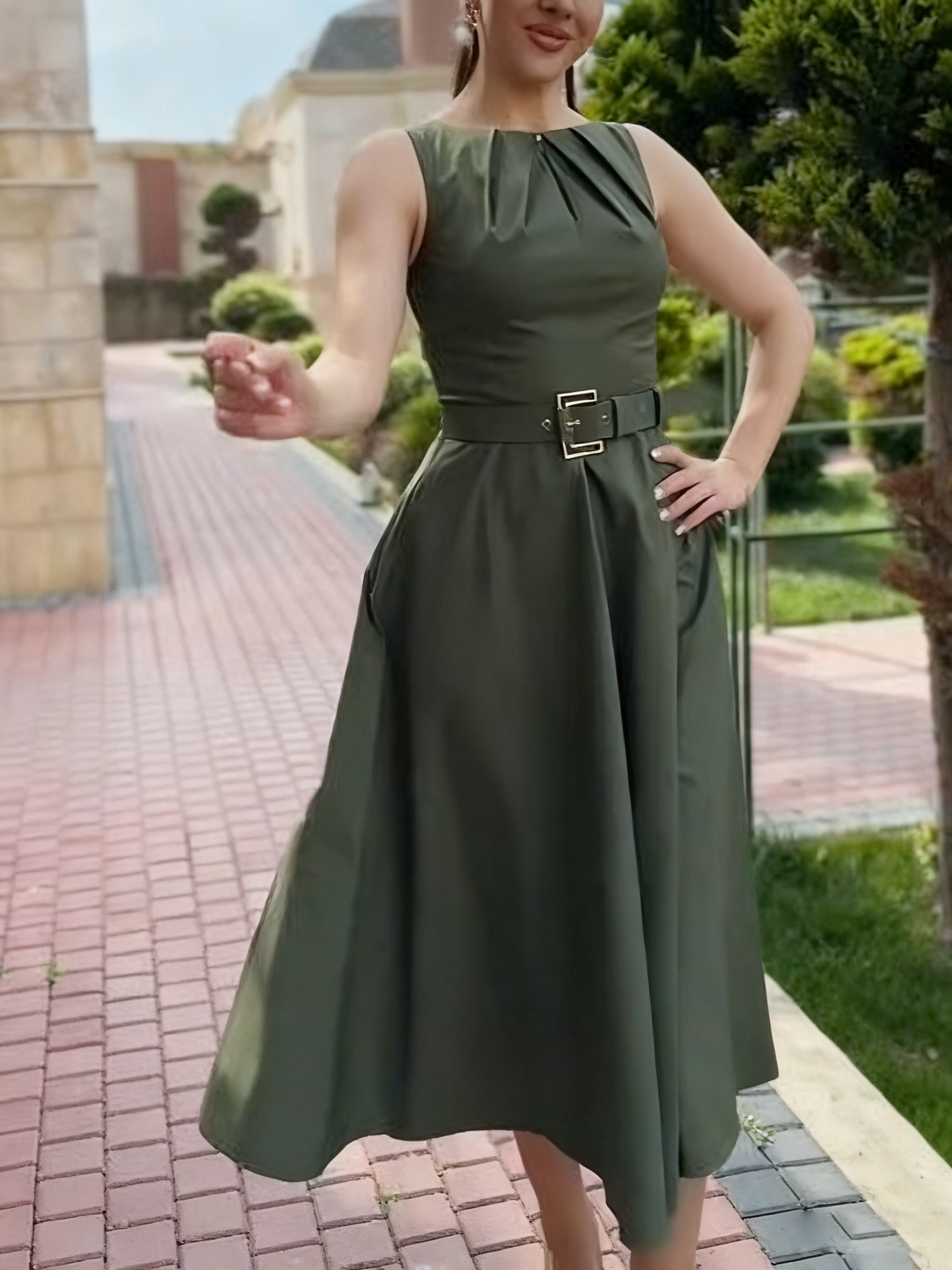 Super rabat -69%‼️‼️Suknia letnia bez rękawów z pasem