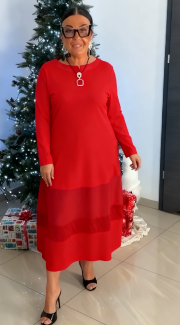 Sukienka z długim rękawem i okrągłym dekoltem