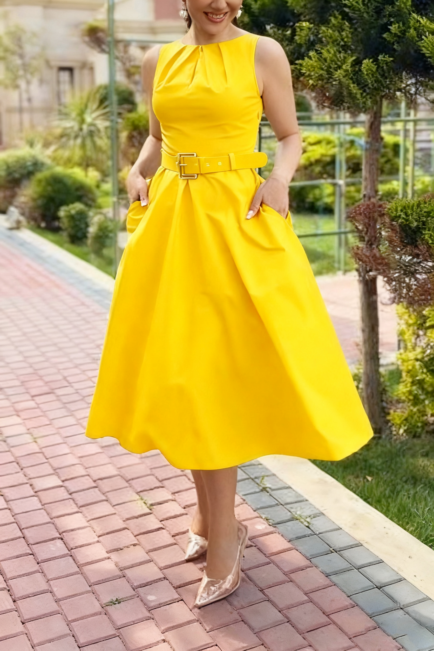 Super rabat -69%‼️‼️Suknia letnia bez rękawów z pasem