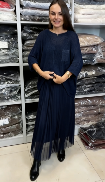 💖Limitowana wyprzedaż 48% TANIEJ💖Sukienka z siateczki, w stylu swetra, z okrągłym dekoltem