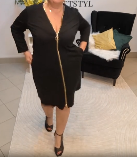 Super cena ❌49% Zniżki🛍️‼️♥️‼️Ostatnie sztuki🛍️Możliwość płatności przy odbiorze‼️👇Elegancka, metalowa, elastyczna, dopasowana sukienka z długim rękawem