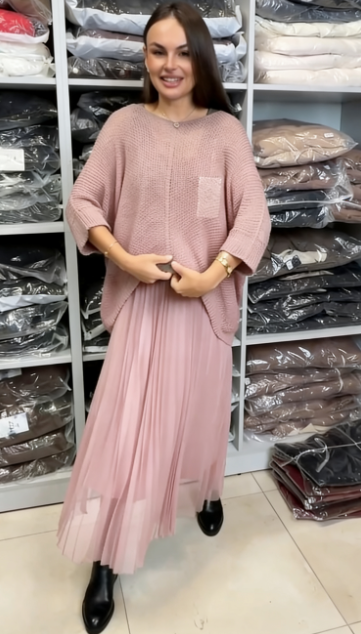 💖Limitowana wyprzedaż 48% TANIEJ💖Sukienka z siateczki, w stylu swetra, z okrągłym dekoltem