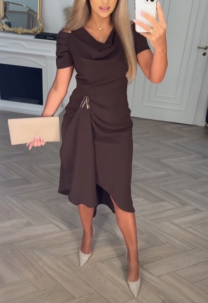 💖【S-5XL】🍁🍂Elegancka sukienka z falbanką i dekoltem w serek, nowy styl