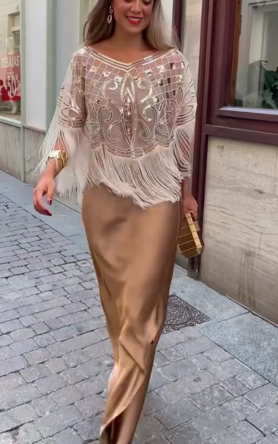 Super rabat -69%‼️‼️Komplet damski z frędzlami i suknia