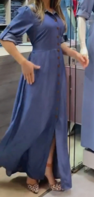 Jednorzędowa dopasowana spódnica maxi z jeansu z klapami