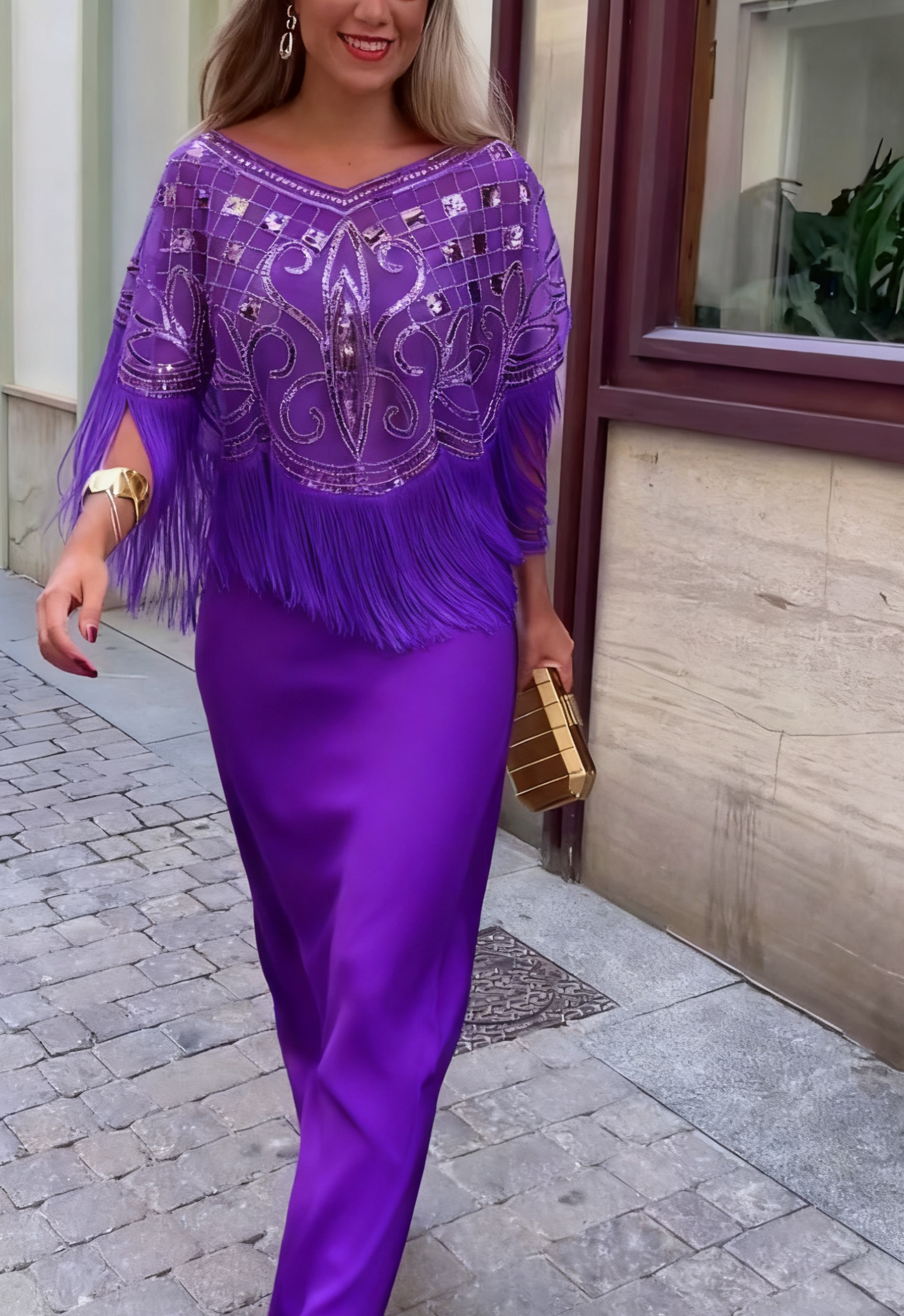 Super rabat -69%‼️‼️Komplet damski z frędzlami i suknia