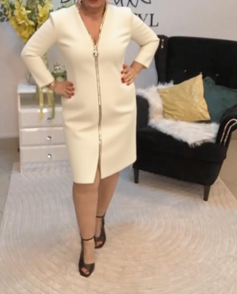 Super cena ❌49% Zniżki🛍️‼️♥️‼️Ostatnie sztuki🛍️Możliwość płatności przy odbiorze‼️👇Elegancka, metalowa, elastyczna, dopasowana sukienka z długim rękawem