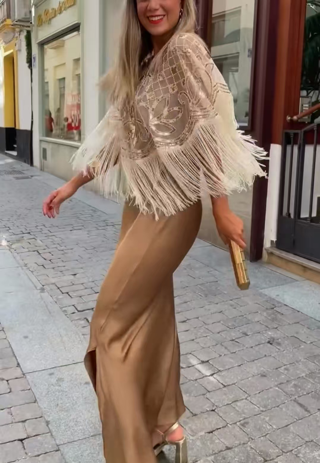 Super rabat -69%‼️‼️Komplet damski z frędzlami i suknia