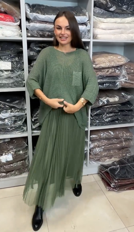 💖Limitowana wyprzedaż 48% TANIEJ💖Sukienka z siateczki, w stylu swetra, z okrągłym dekoltem