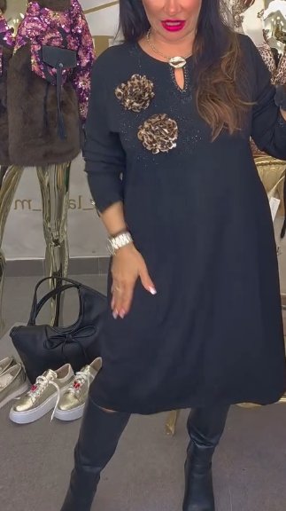 🔥NOWE WYPRZEDAŻE 2025 -Sukienka z Ozdobnymi Kwiatami - Promocja Tydzień!