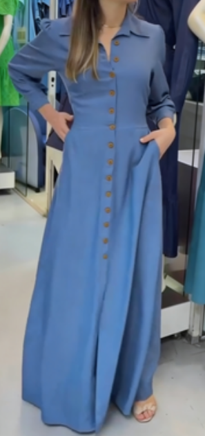 Jednorzędowa dopasowana spódnica maxi z jeansu z klapami