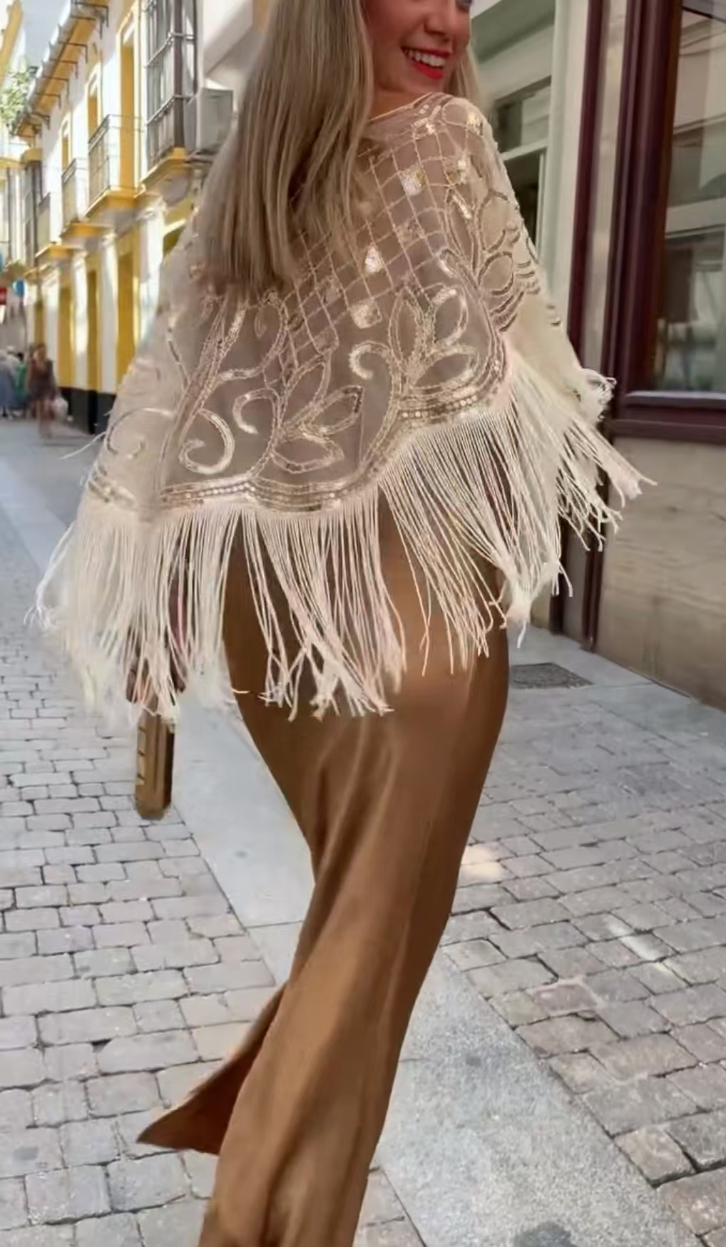 Super rabat -69%‼️‼️Komplet damski z frędzlami i suknia