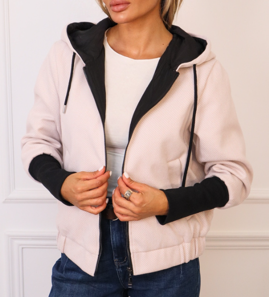 Super rabat -69%‼️‼️Kurtka z kapturem i długimi, prążkowanymi rękawami