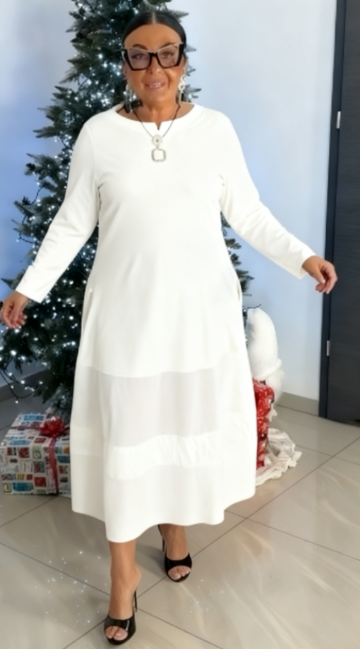 Sukienka z długim rękawem i okrągłym dekoltem