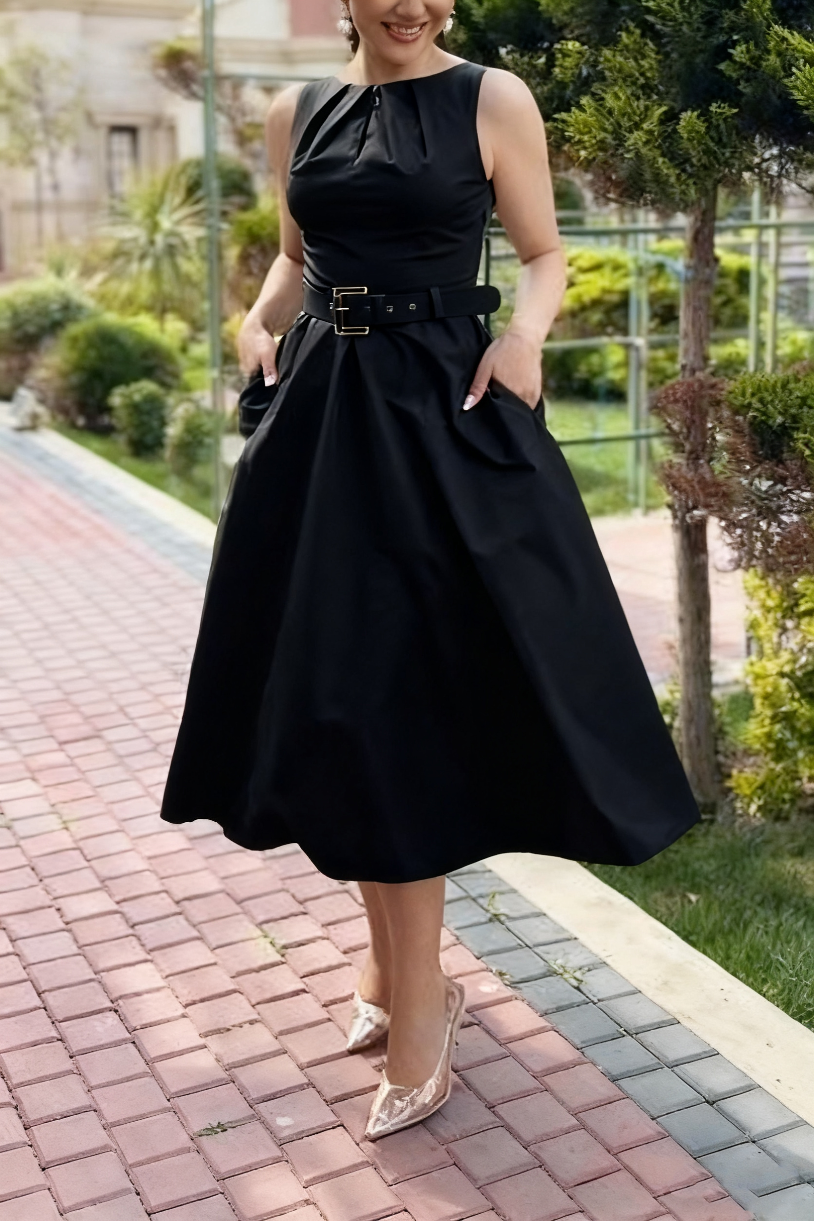 Super rabat -69%‼️‼️Suknia letnia bez rękawów z pasem