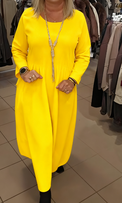 🎁WYPRZEDAŻ OSTATNIEGO DNIA -49% ZNIŻKI🎁Jesienna sukienka z okrągłym dekoltem i kieszeniami