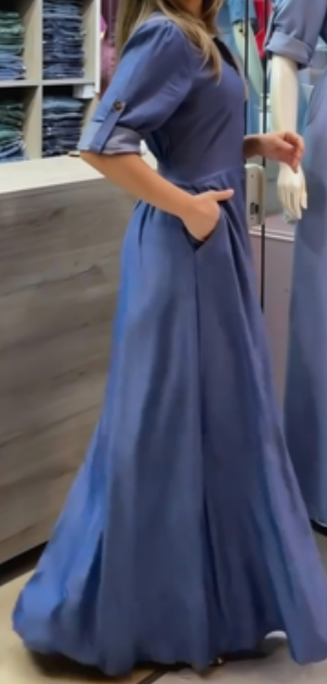 Jednorzędowa dopasowana spódnica maxi z jeansu z klapami