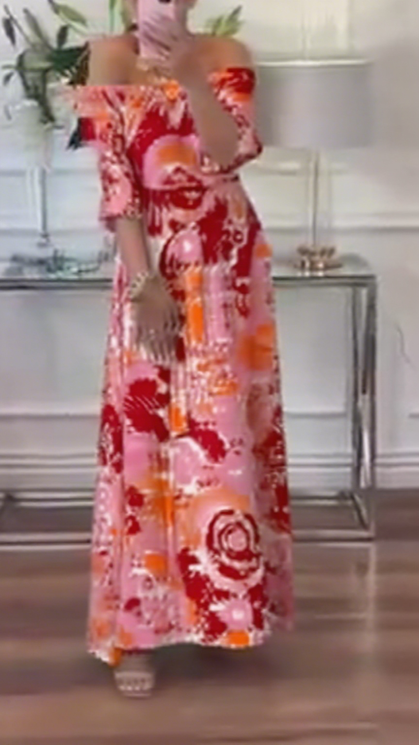 Suknia maxi off-shoulder