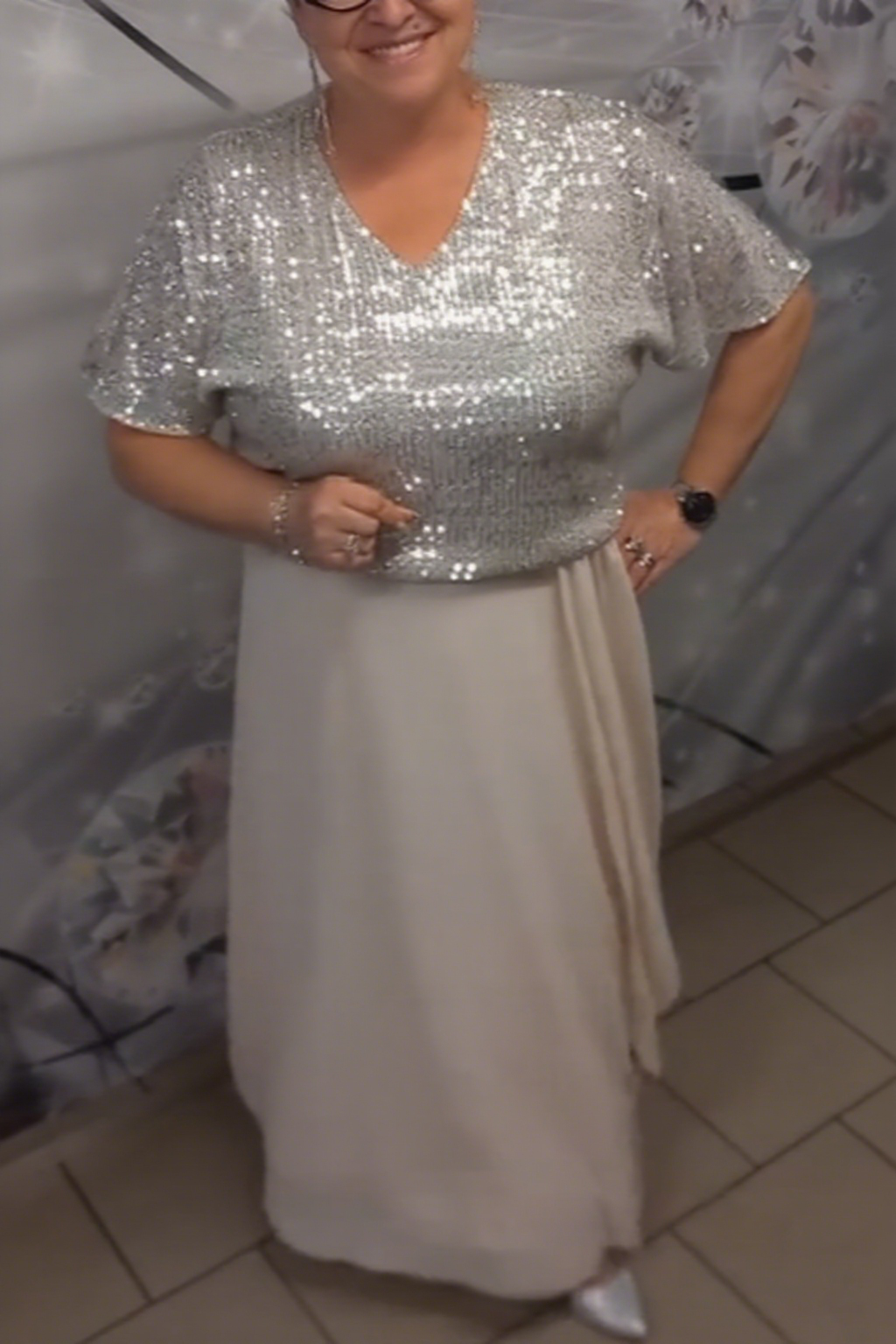 Różowa Sukienka Sequinowa