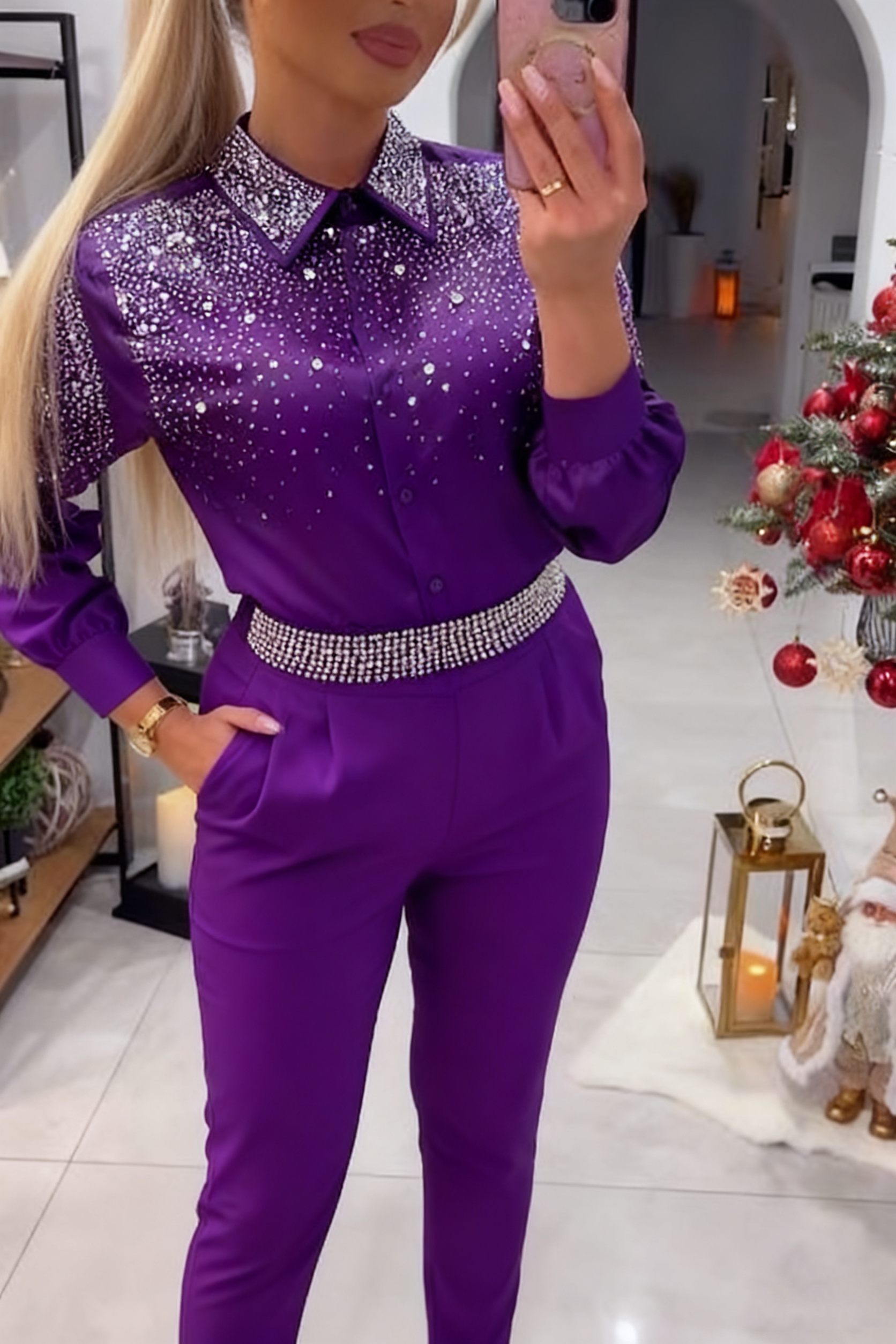 49% zniżki – Lekki luksusowy garnitur z cekinami