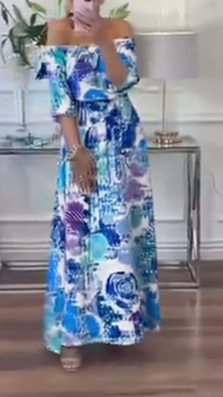 Suknia maxi off-shoulder