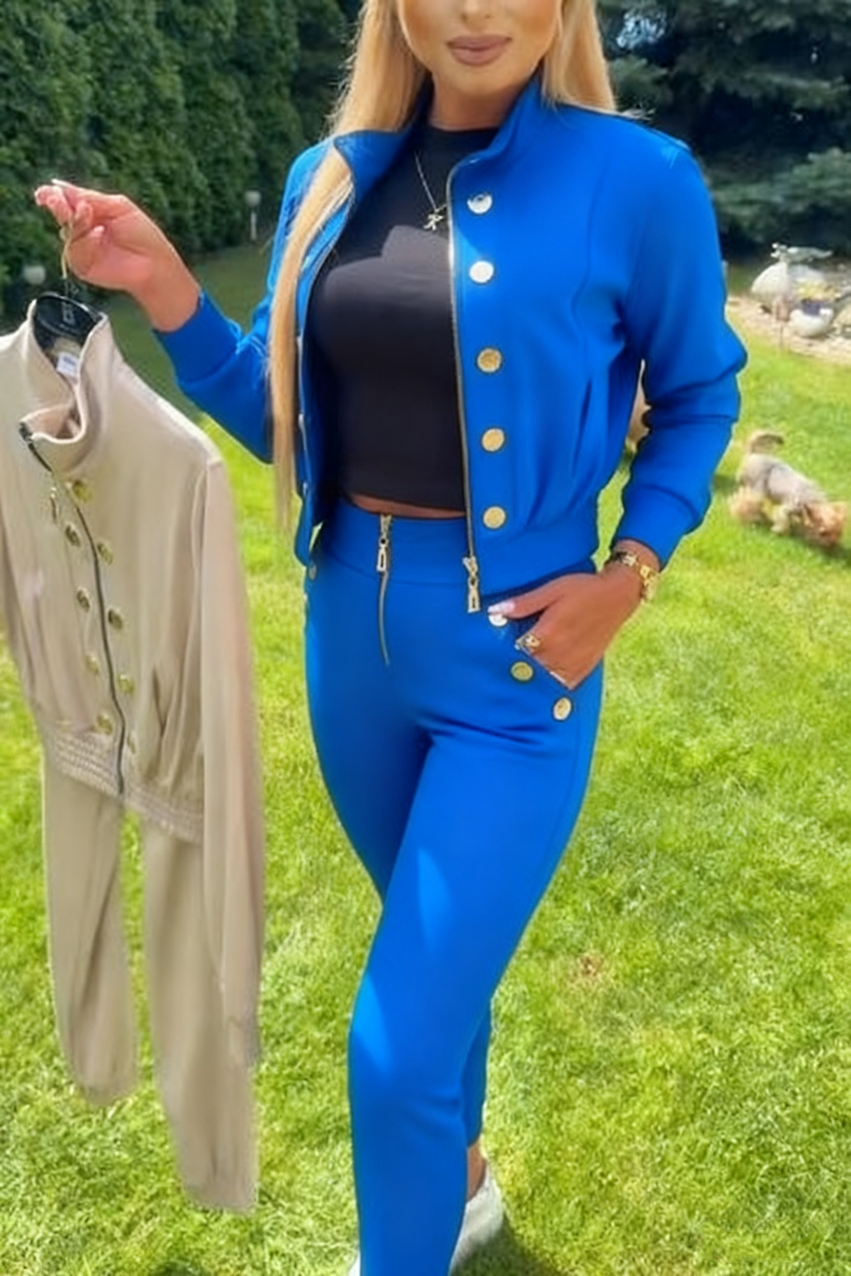 49% zniżki w ostatnim dniu - Komplet kurtka zapinana na guziki + legginsy