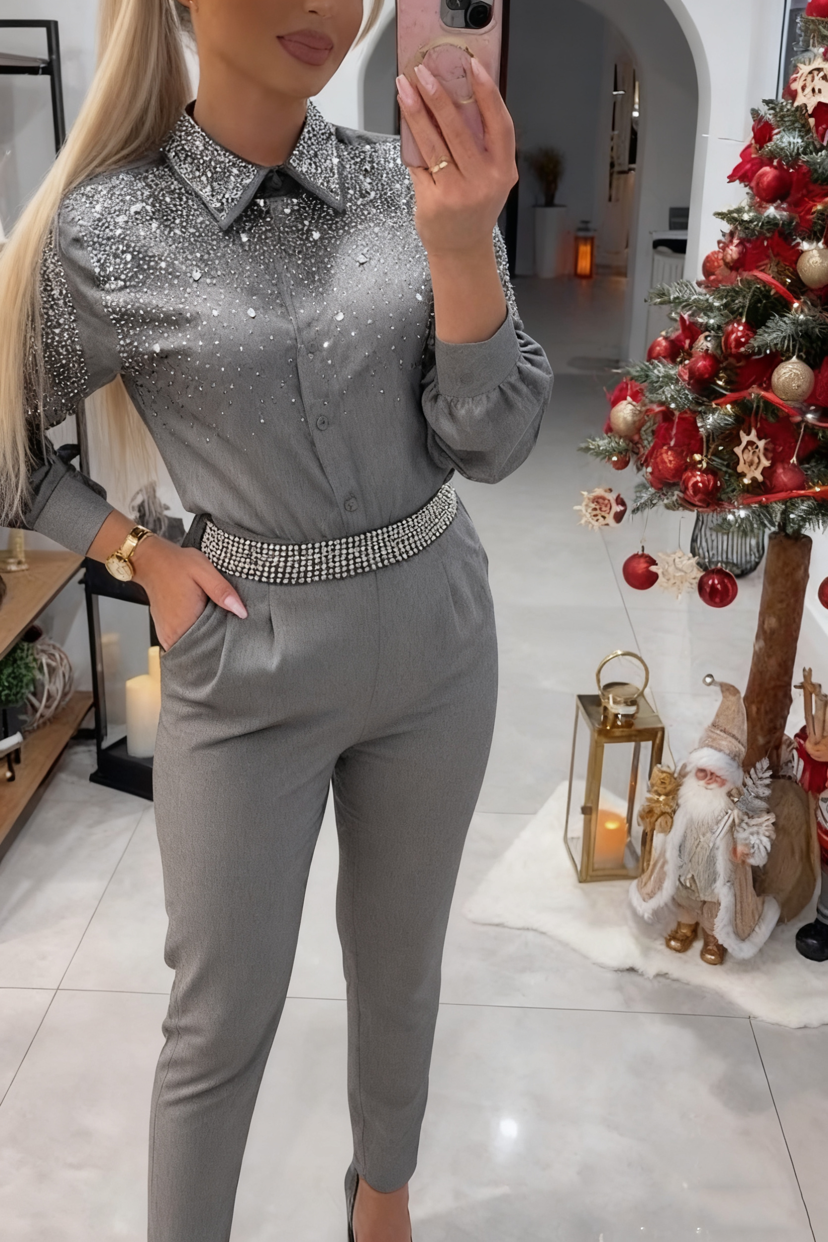 49% zniżki – Lekki luksusowy garnitur z cekinami