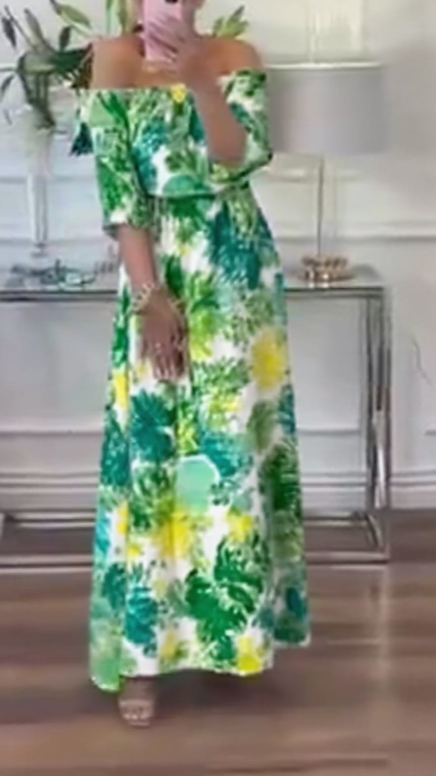 Suknia maxi off-shoulder