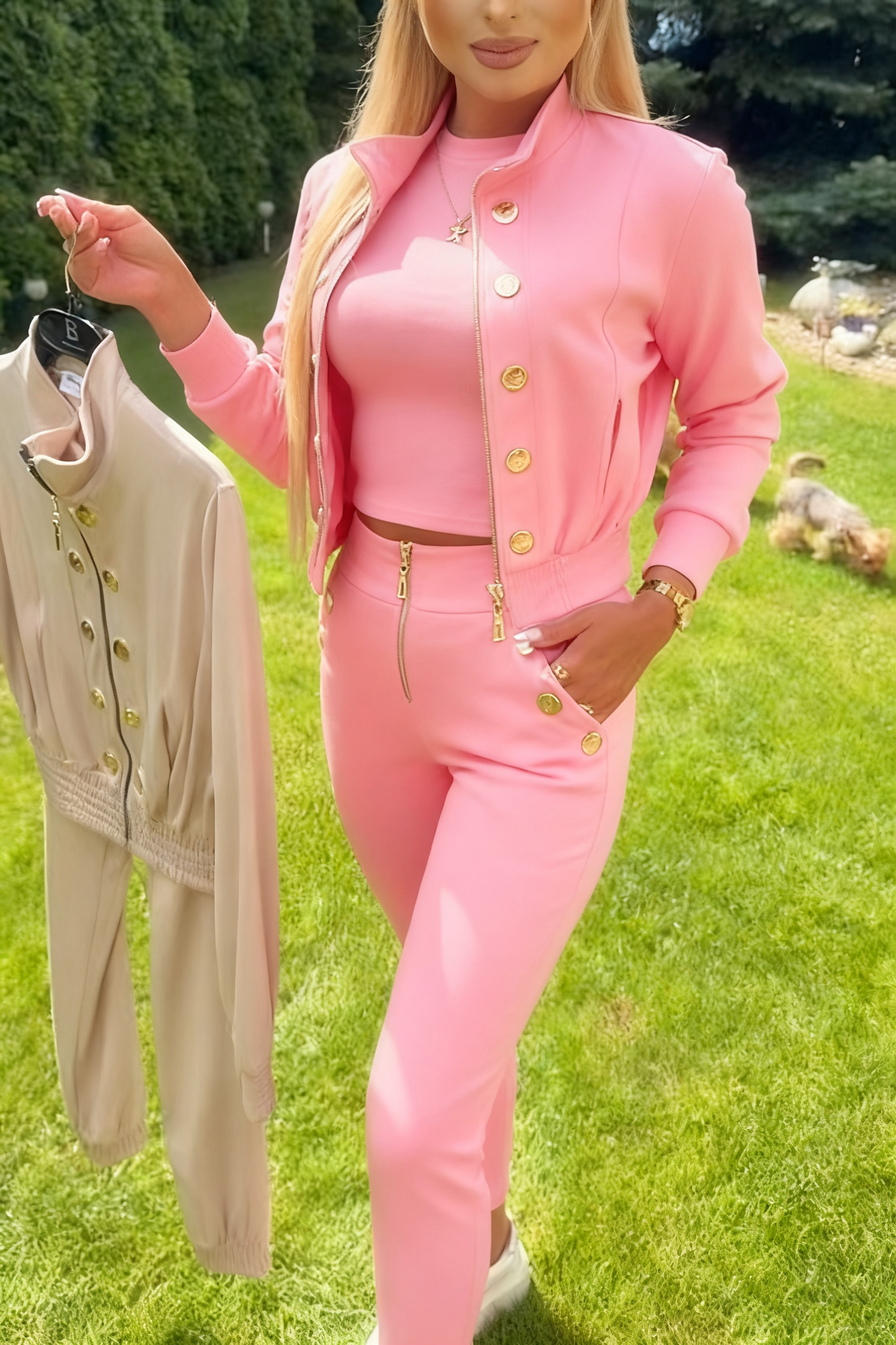 49% zniżki w ostatnim dniu - Komplet kurtka zapinana na guziki + legginsy