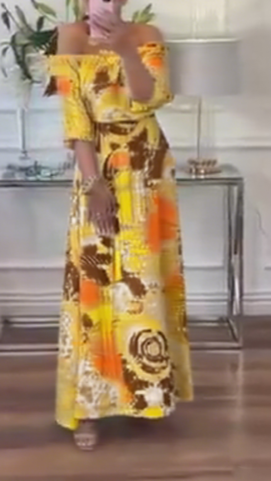 Suknia maxi off-shoulder