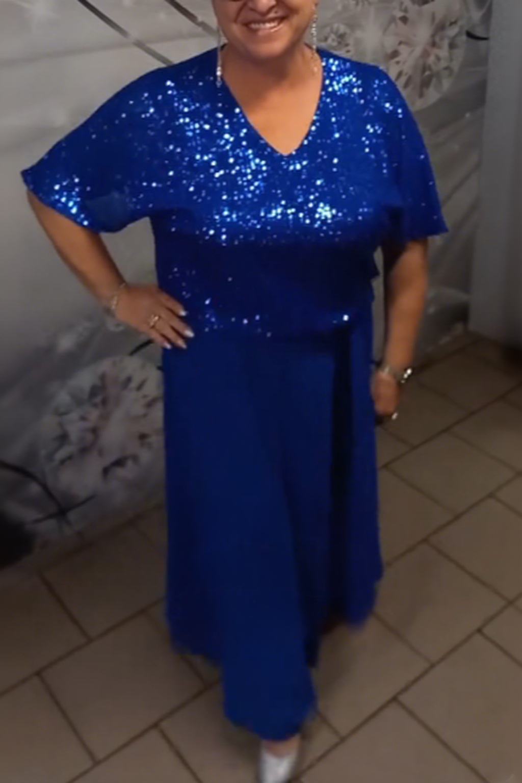 Różowa Sukienka Sequinowa