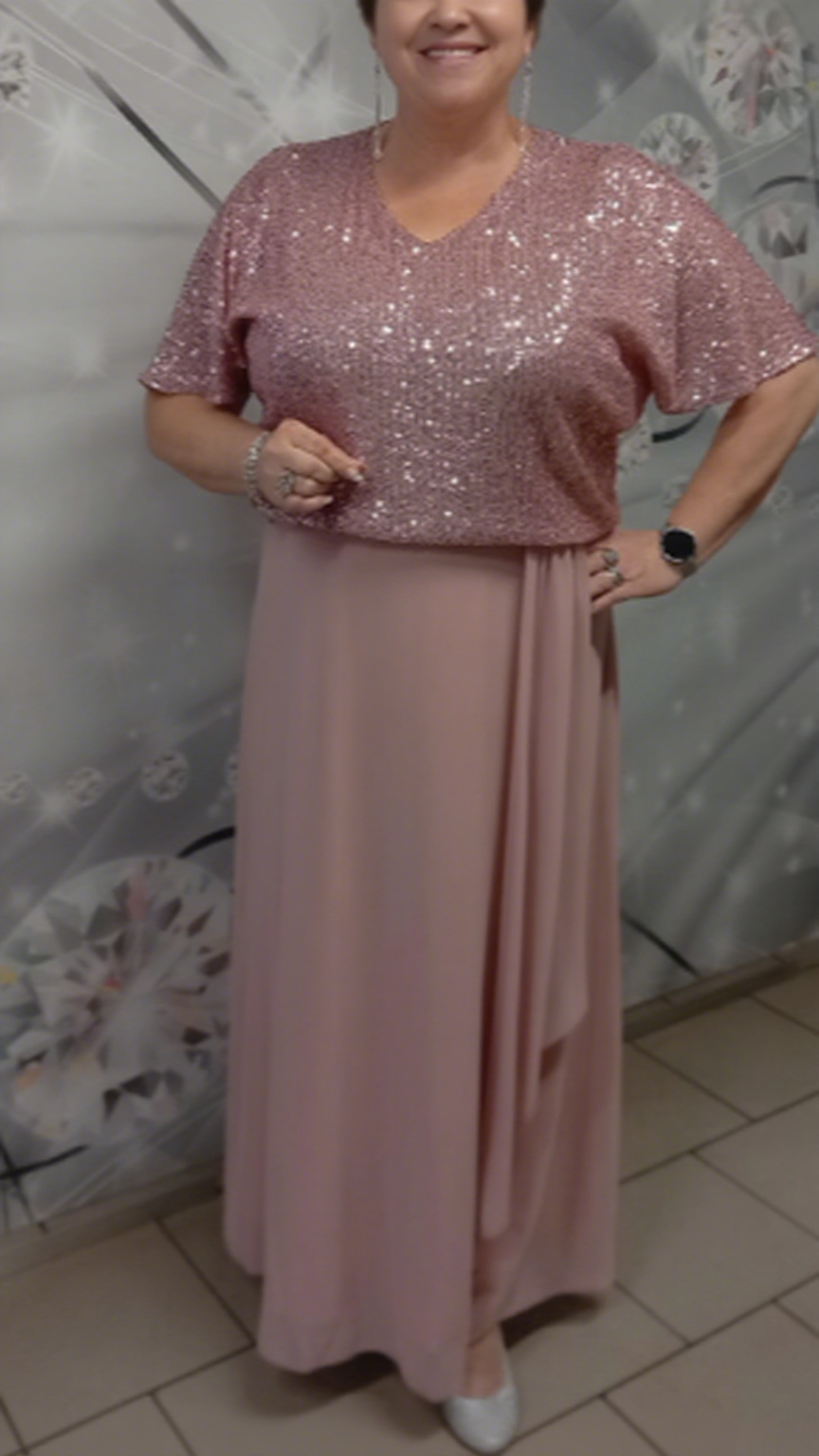 Różowa Sukienka Sequinowa