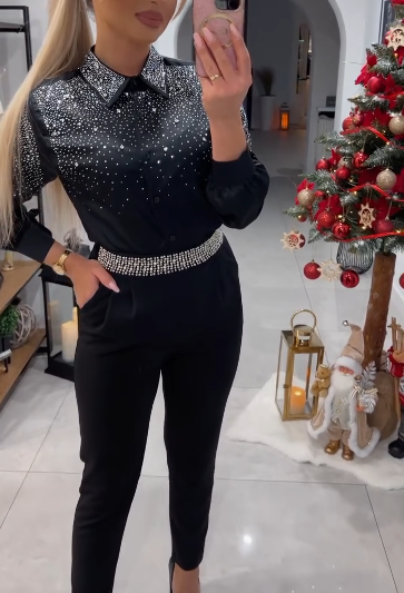 49% zniżki – Lekki luksusowy garnitur z cekinami