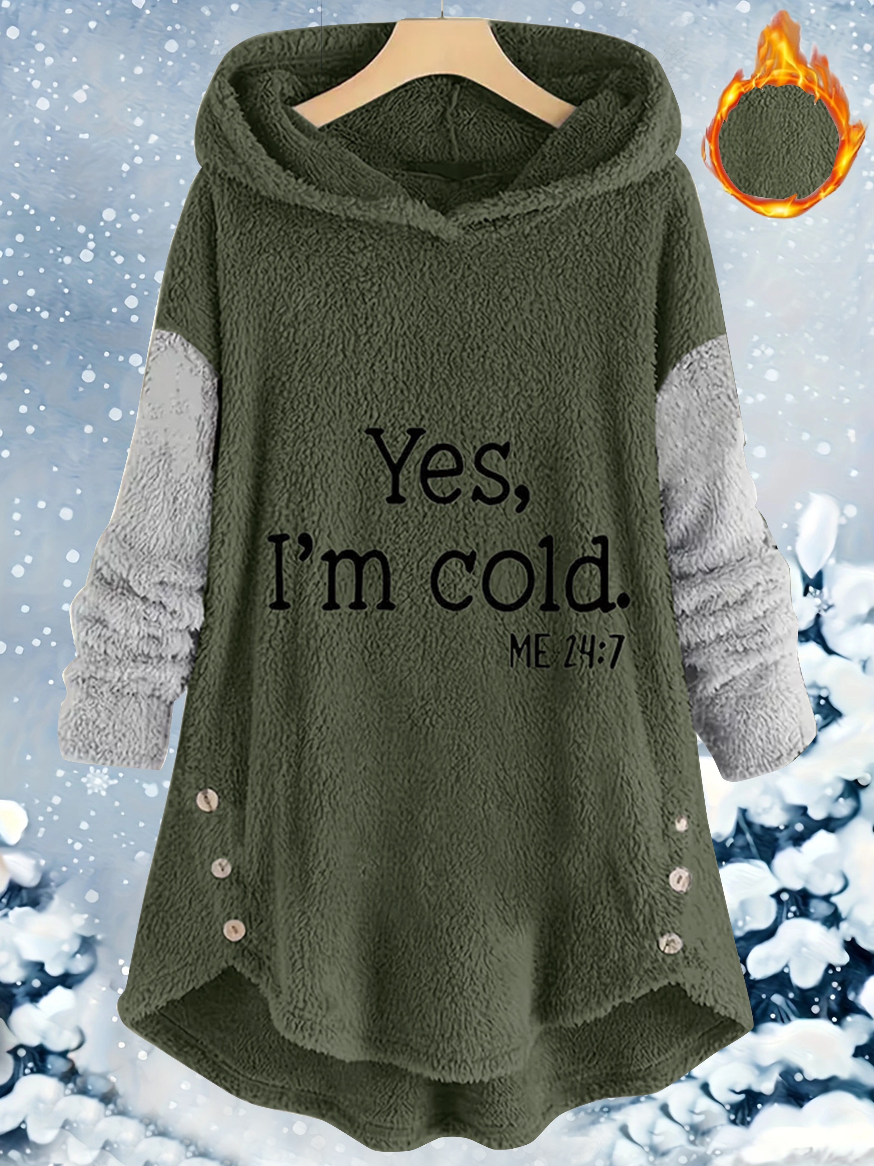 Zestaw spodni typu „I'm Cold” z nadrukiem „Luźne, pluszowe”