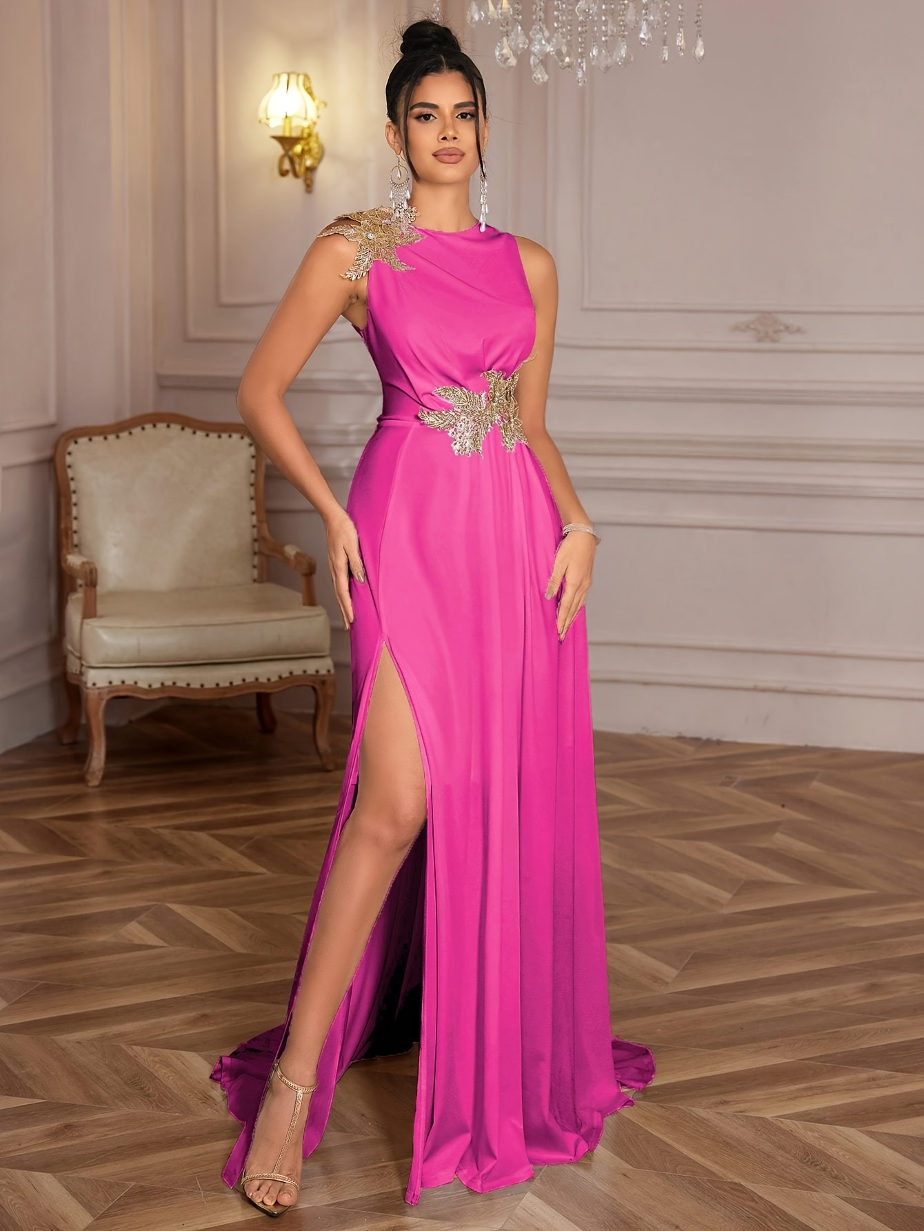 Elegancka sukienka imprezowa bez rękawów dla kobiet