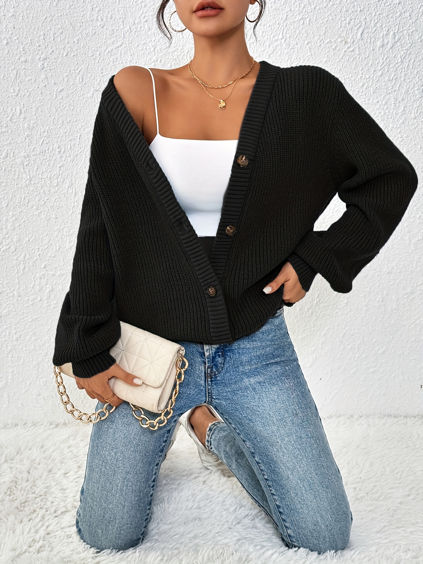 Kardigan damski Self-Style Plus Size z guzikami z przodu
