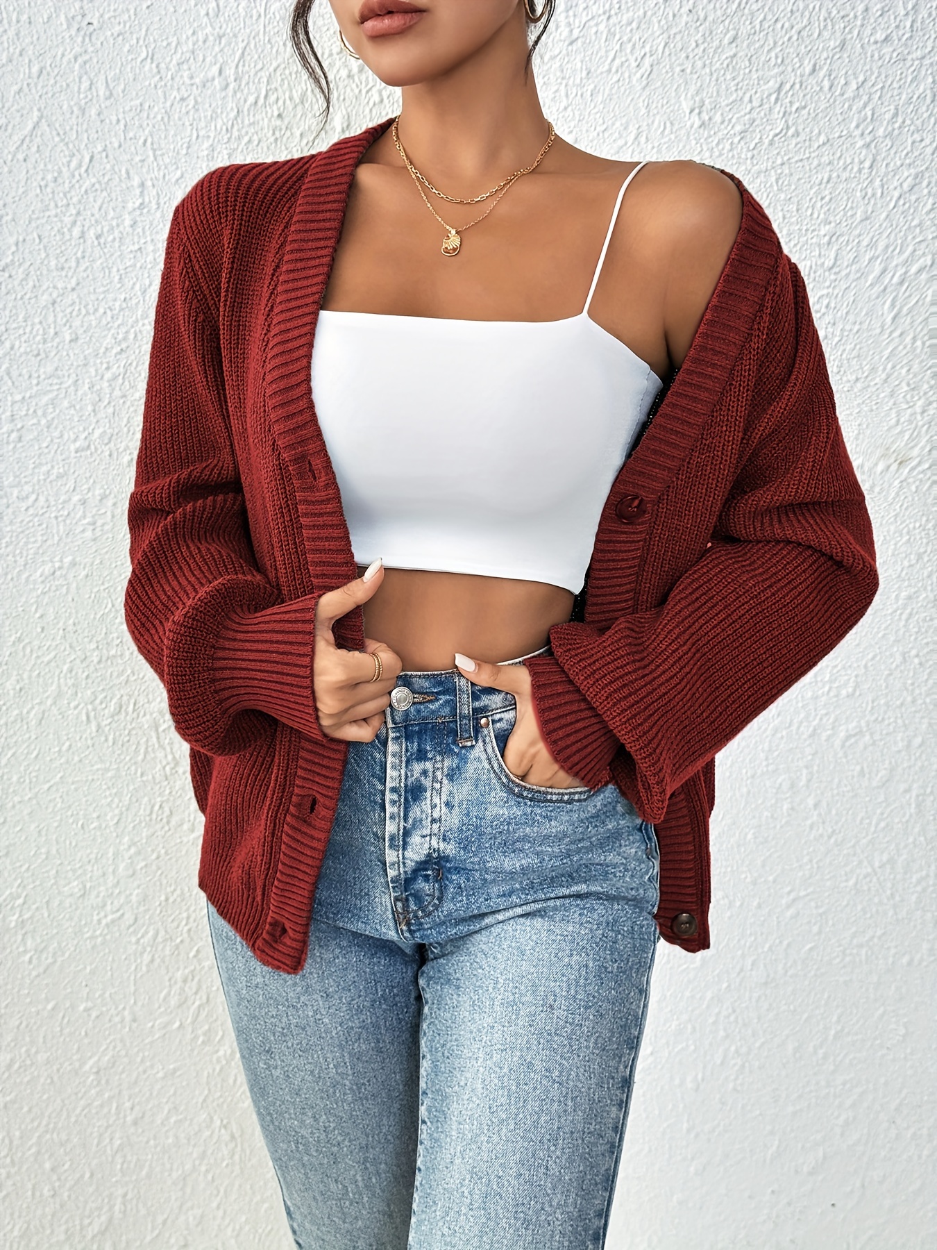 Kardigan damski Self-Style Plus Size z guzikami z przodu