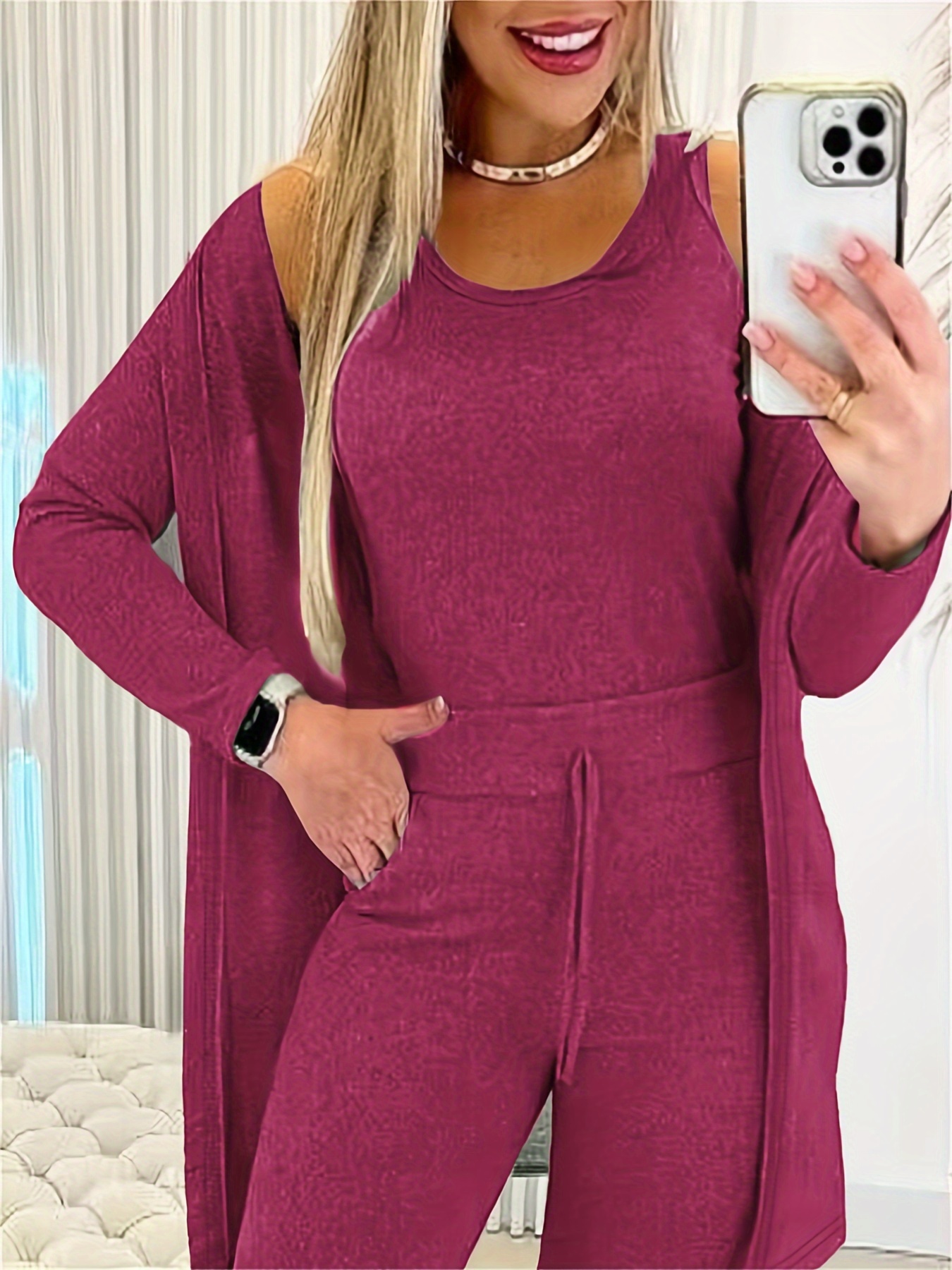 Trzyczęściowy damski komplet z bluzą oversize
