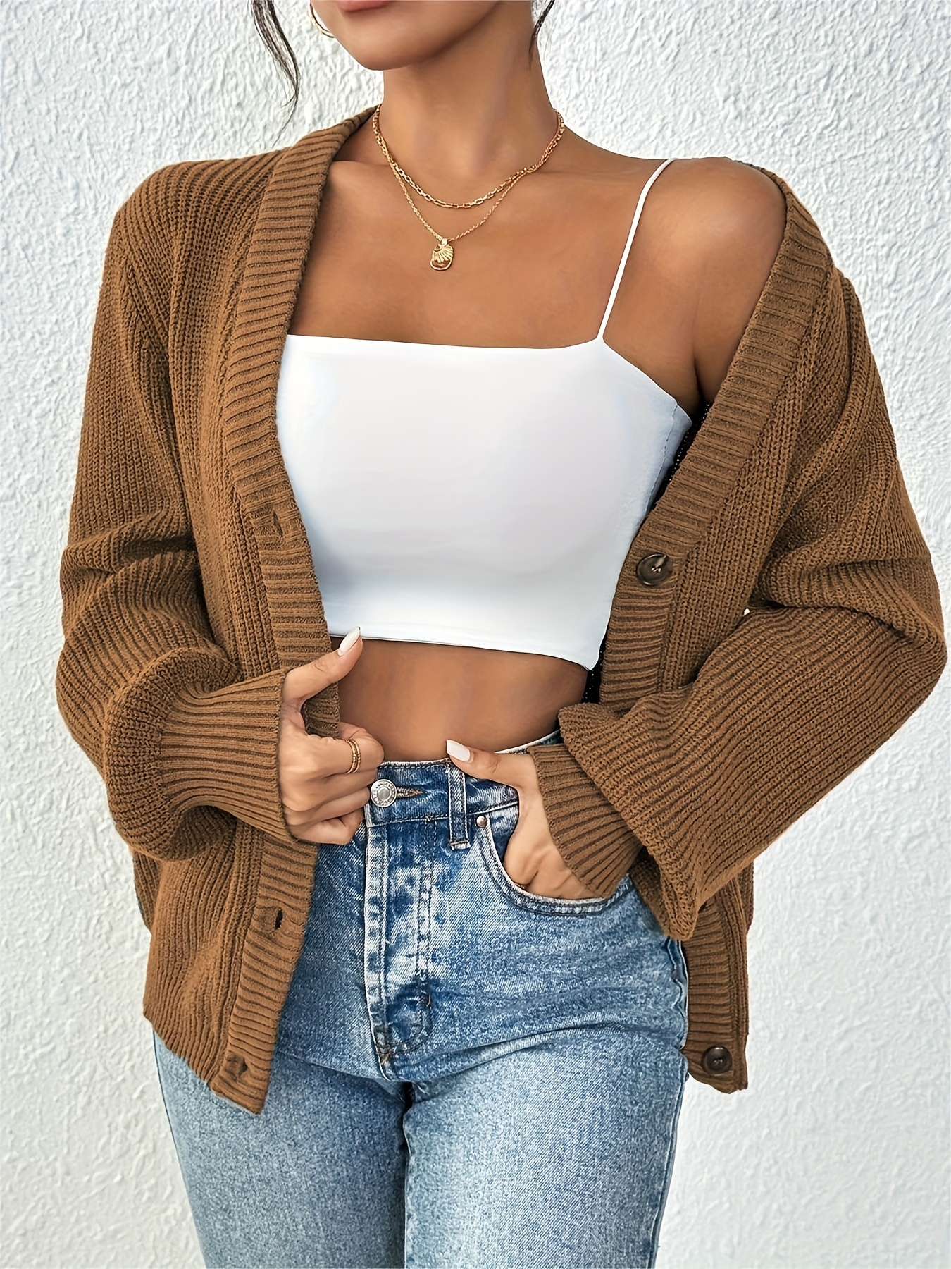 Kardigan damski Self-Style Plus Size z guzikami z przodu