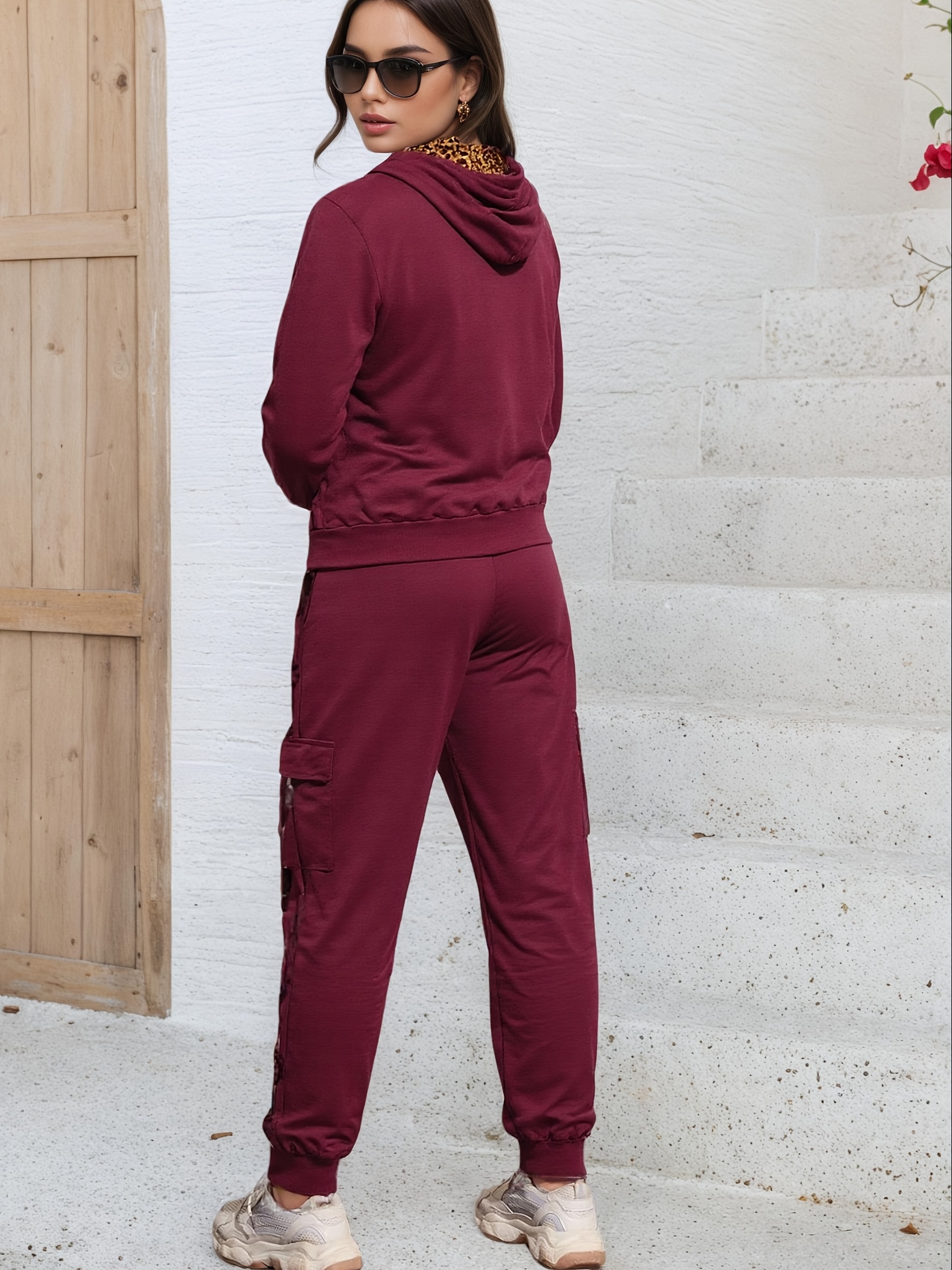 Bez opłat importowych Lokalny magazynKobiety Casual Hoodie Zestaw z kieszeniami Stylowy i wygodny kombinezon treningowy dla Casual Dress