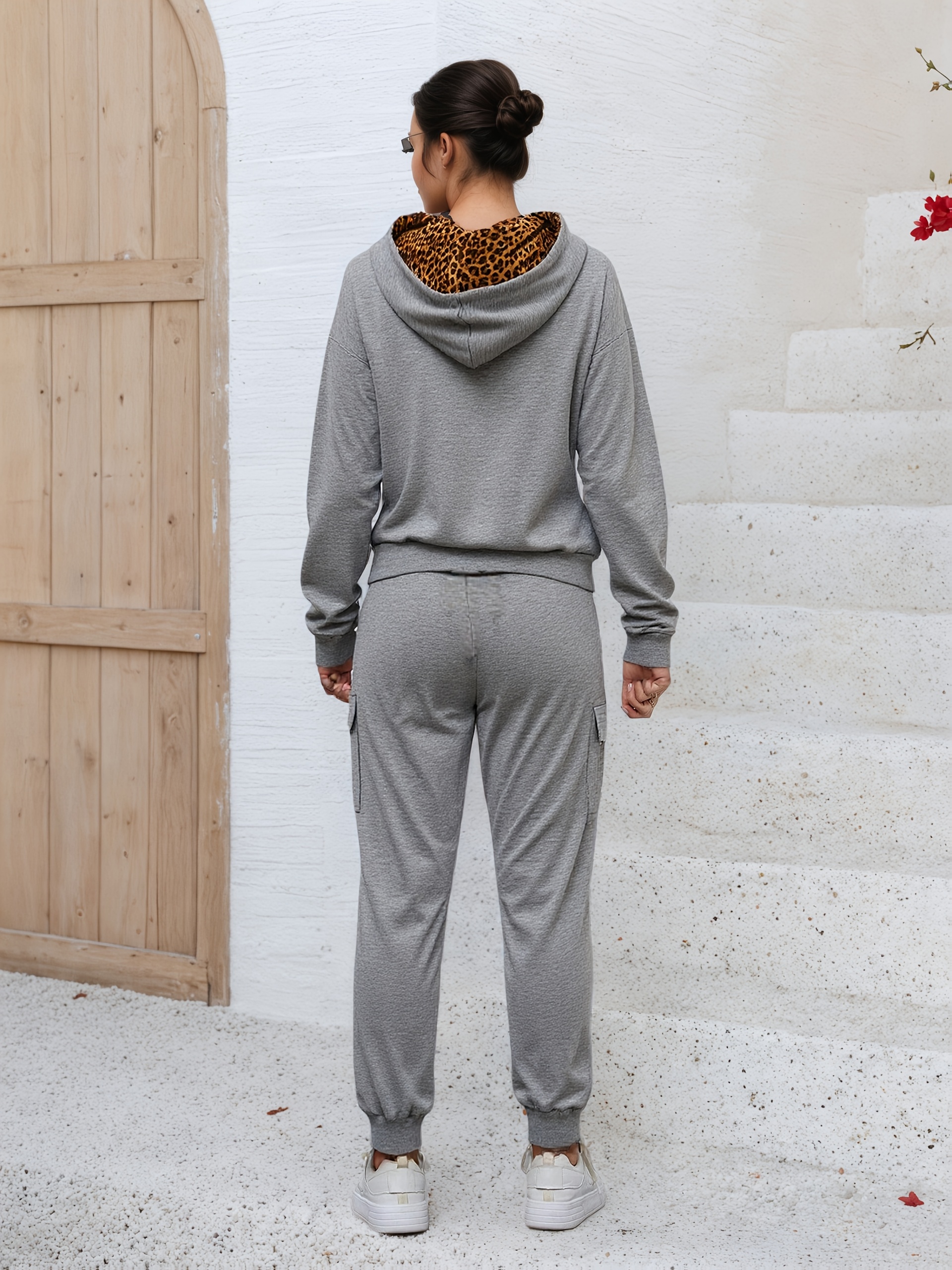 Bez opłat importowych Lokalny magazynKobiety Casual Hoodie Zestaw z kieszeniami Stylowy i wygodny kombinezon treningowy dla Casual Dress