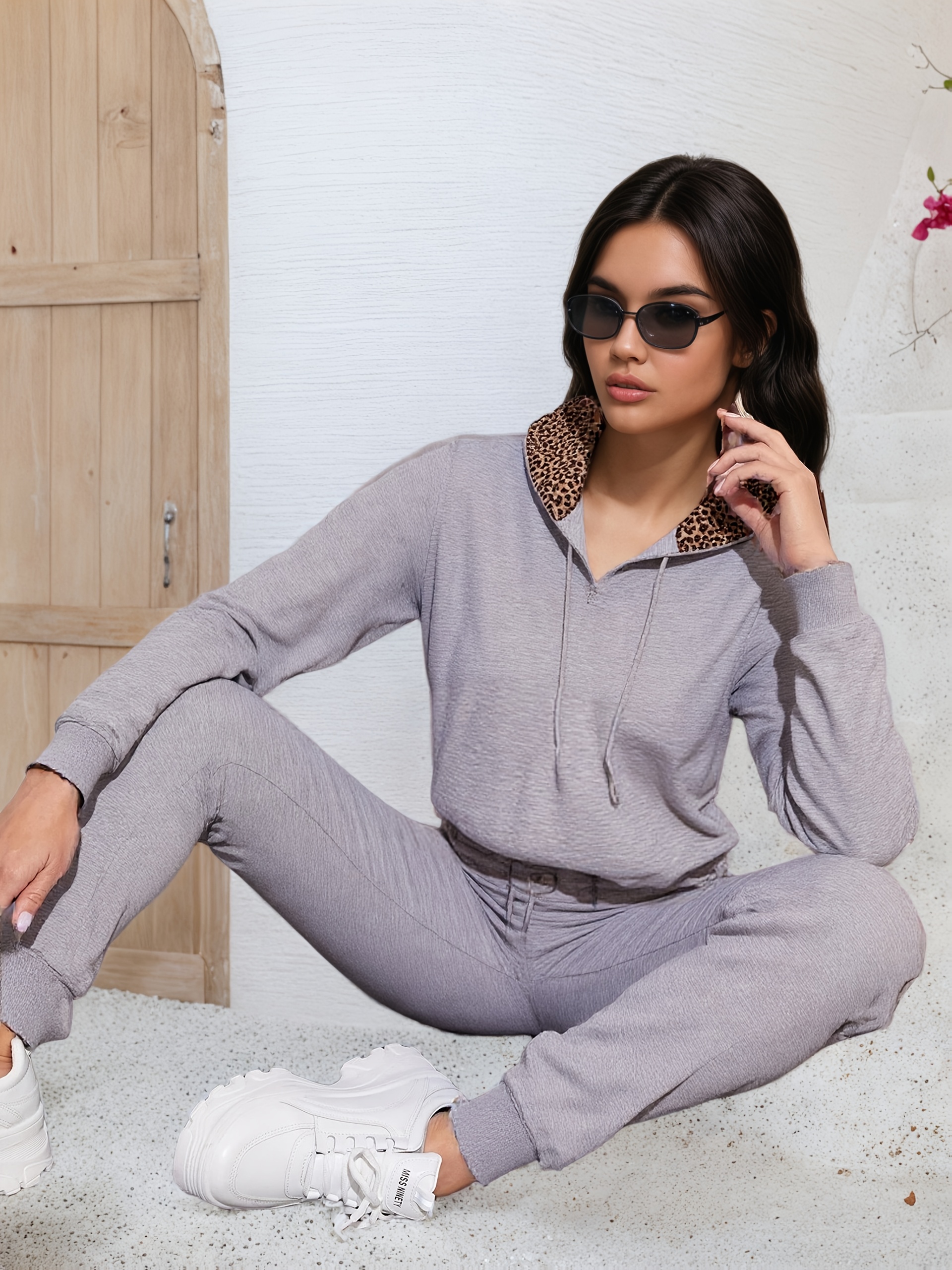 Bez opłat importowych Lokalny magazynKobiety Casual Hoodie Zestaw z kieszeniami Stylowy i wygodny kombinezon treningowy dla Casual Dress