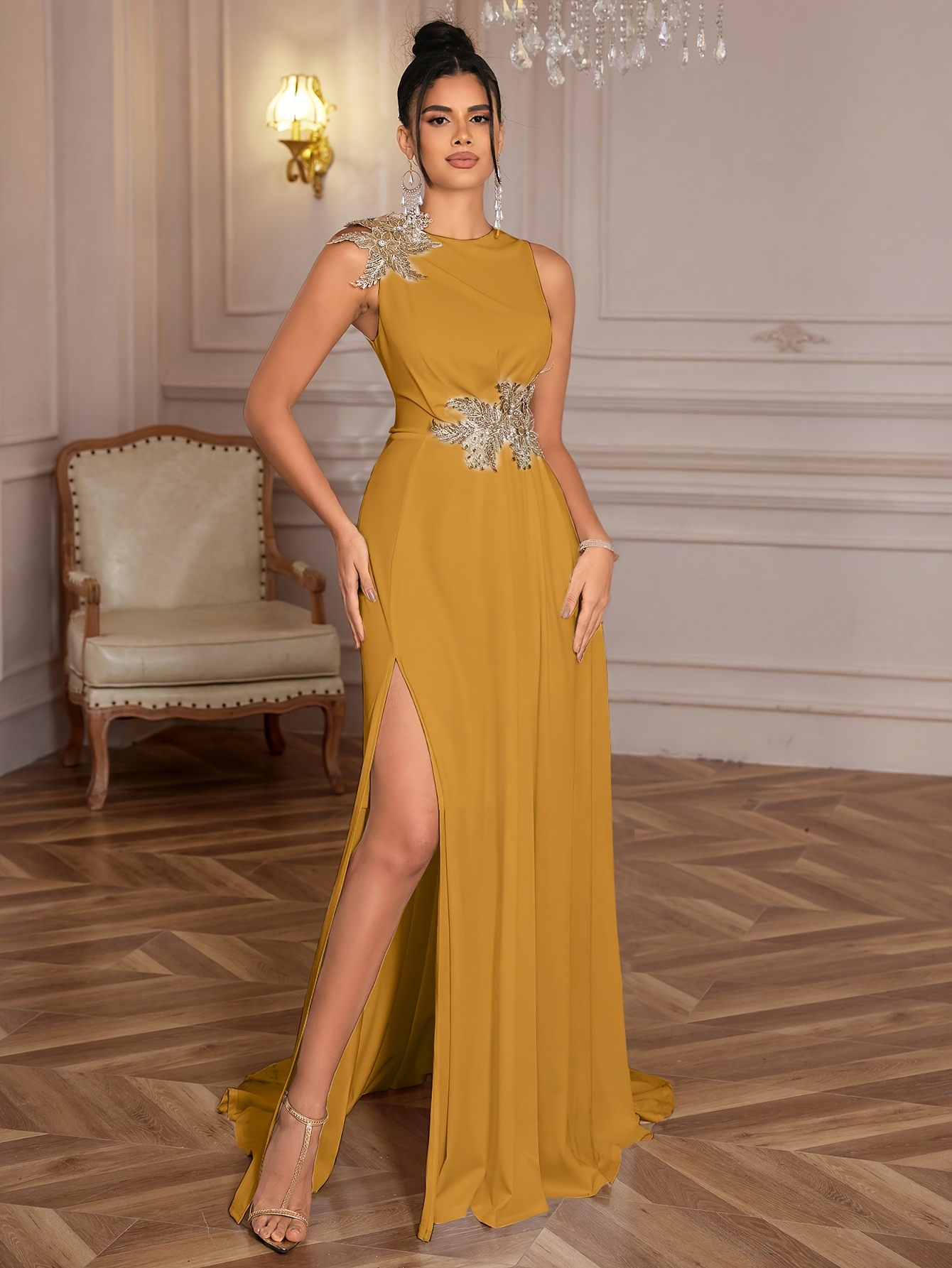 Elegancka sukienka imprezowa bez rękawów dla kobiet