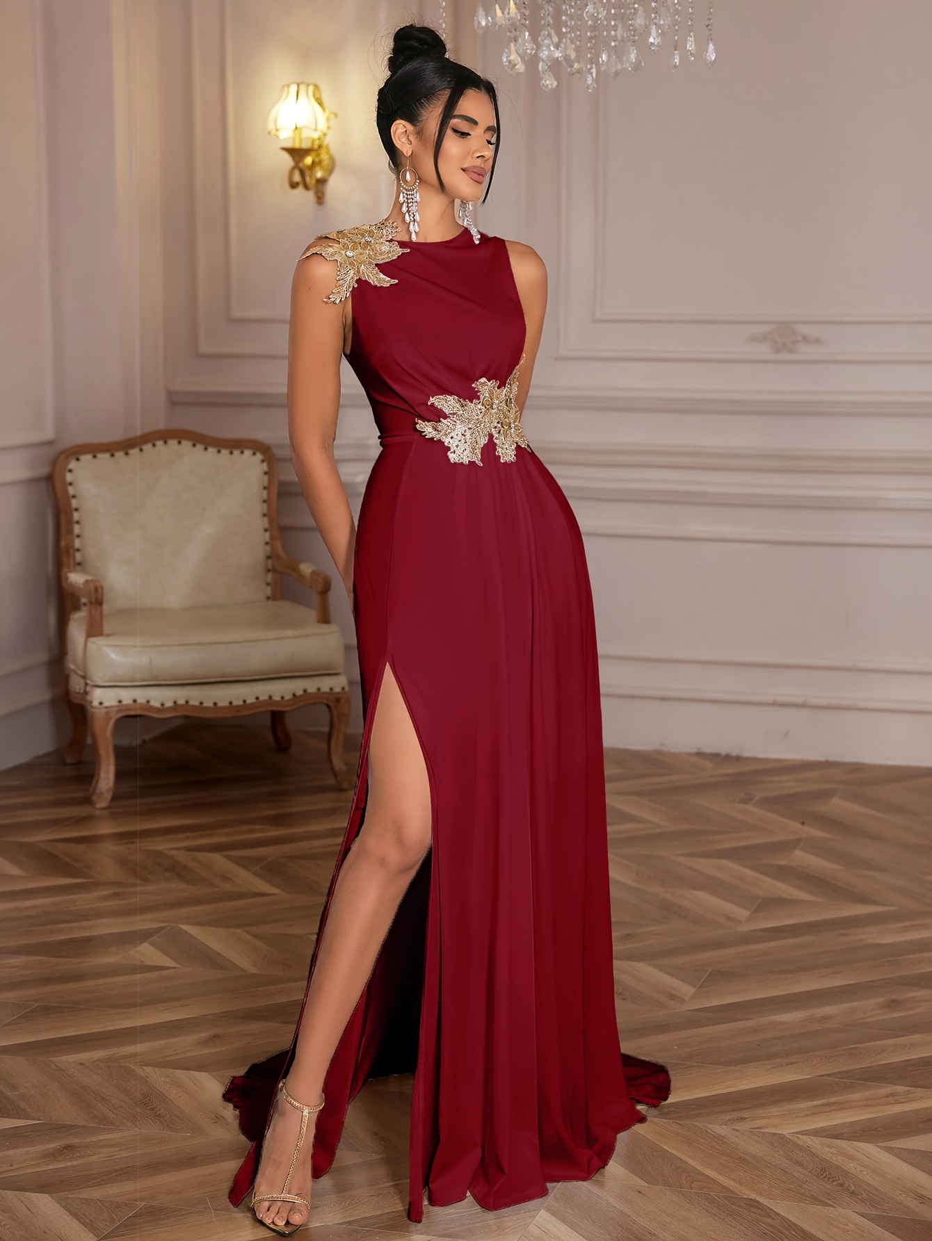 Elegancka sukienka imprezowa bez rękawów dla kobiet