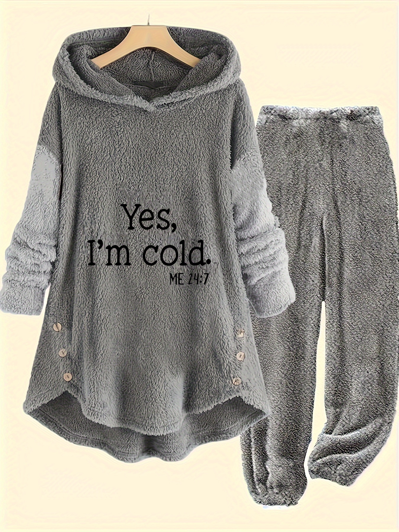 Zestaw spodni typu „I'm Cold” z nadrukiem „Luźne, pluszowe”