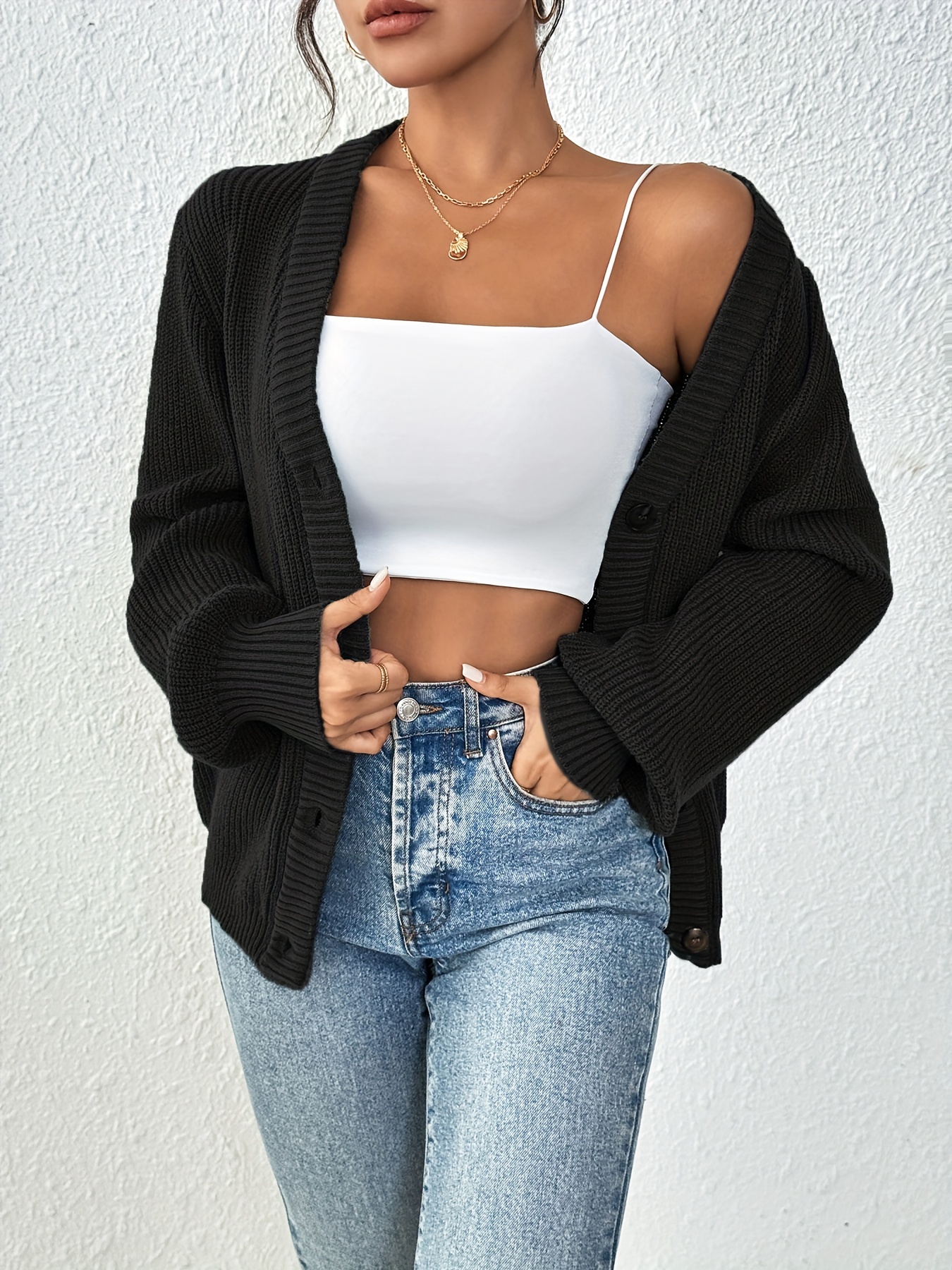 Kardigan damski Self-Style Plus Size z guzikami z przodu