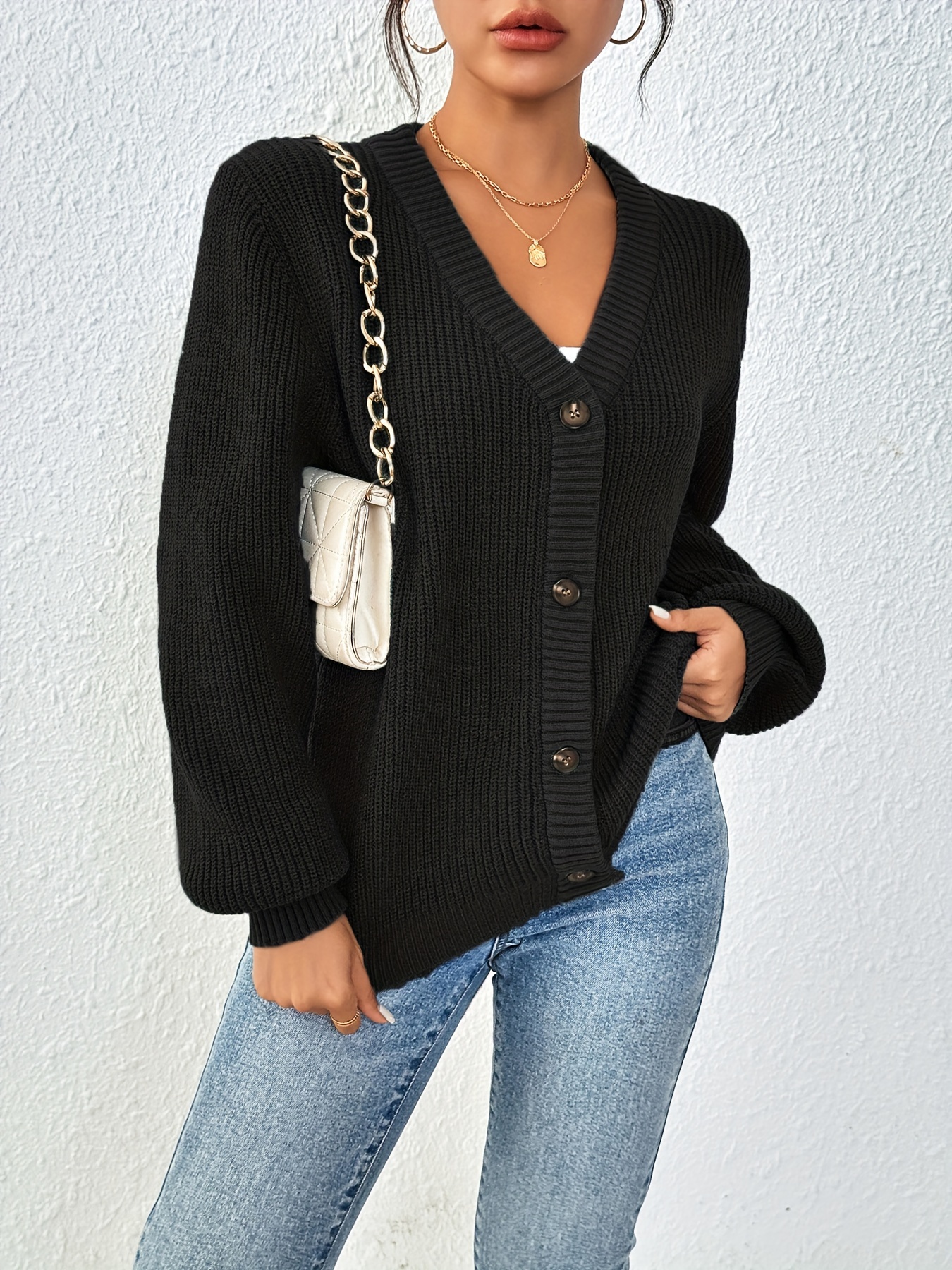 Kardigan damski Self-Style Plus Size z guzikami z przodu